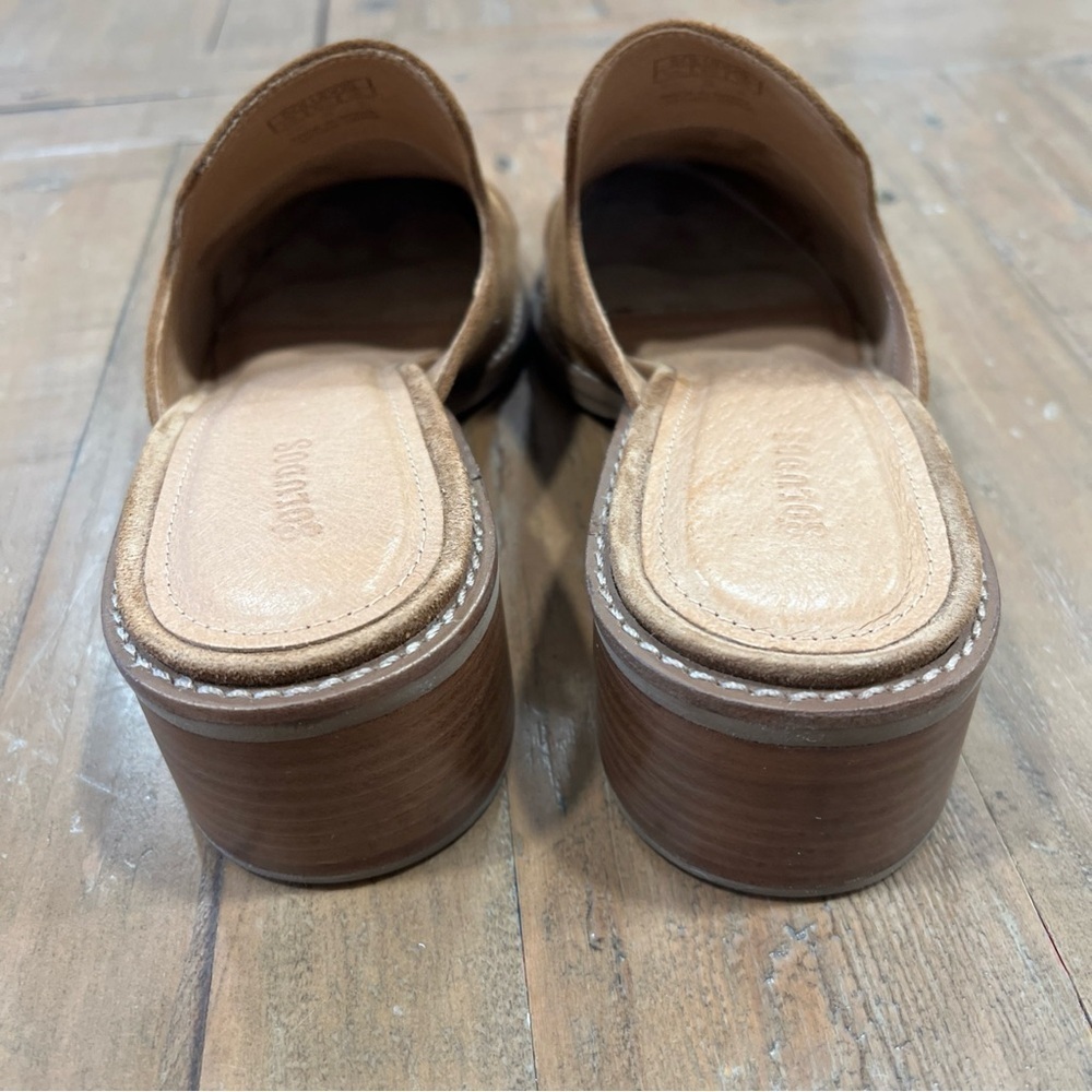 Soludos Ingrid Mules Women’s 7.5 Brown Suede Slip On Leather Block Heel - Picture 4 of 9
